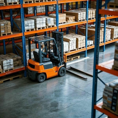 Empilhador em armazém